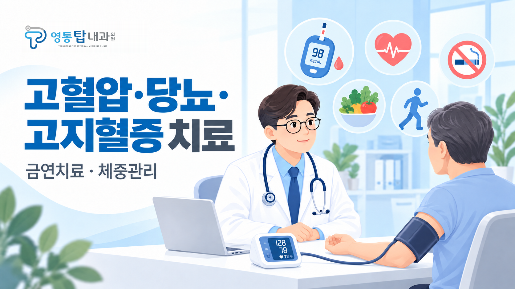 고혈압·당뇨·고지혈증 치료, 금연치료·체중관리