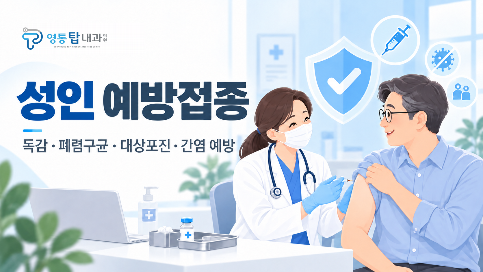 성인 예방접종: 독감·폐렴구균·대상포진·간염 예방
